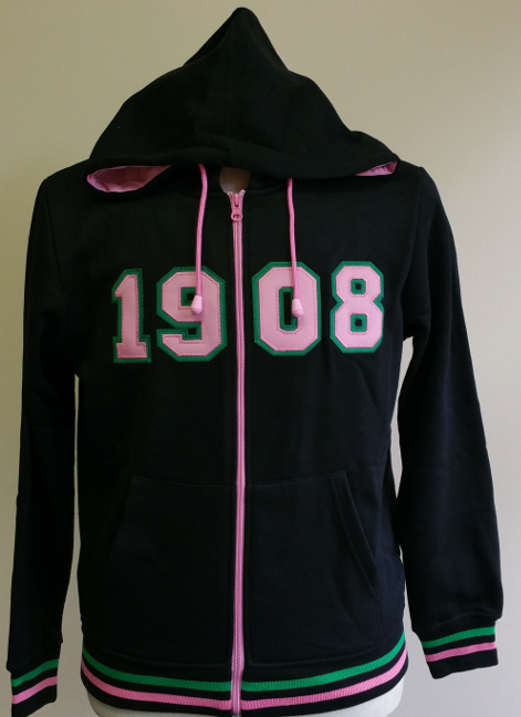 AKA 1908 Full-Zip Black Hoody